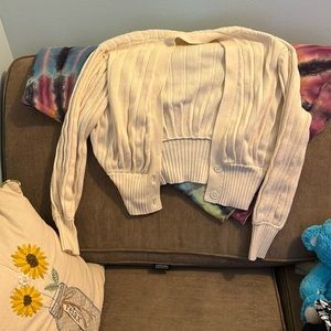 Cream Wilfred plunge neck cropped cardigan